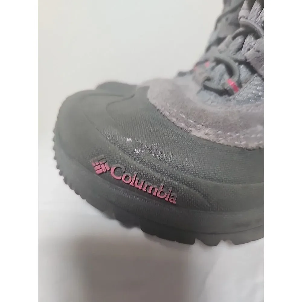 Girl's‎ Columbia Gray Pink Snow Boots Size 3 Waterproof Sledding Winter Faux Fur